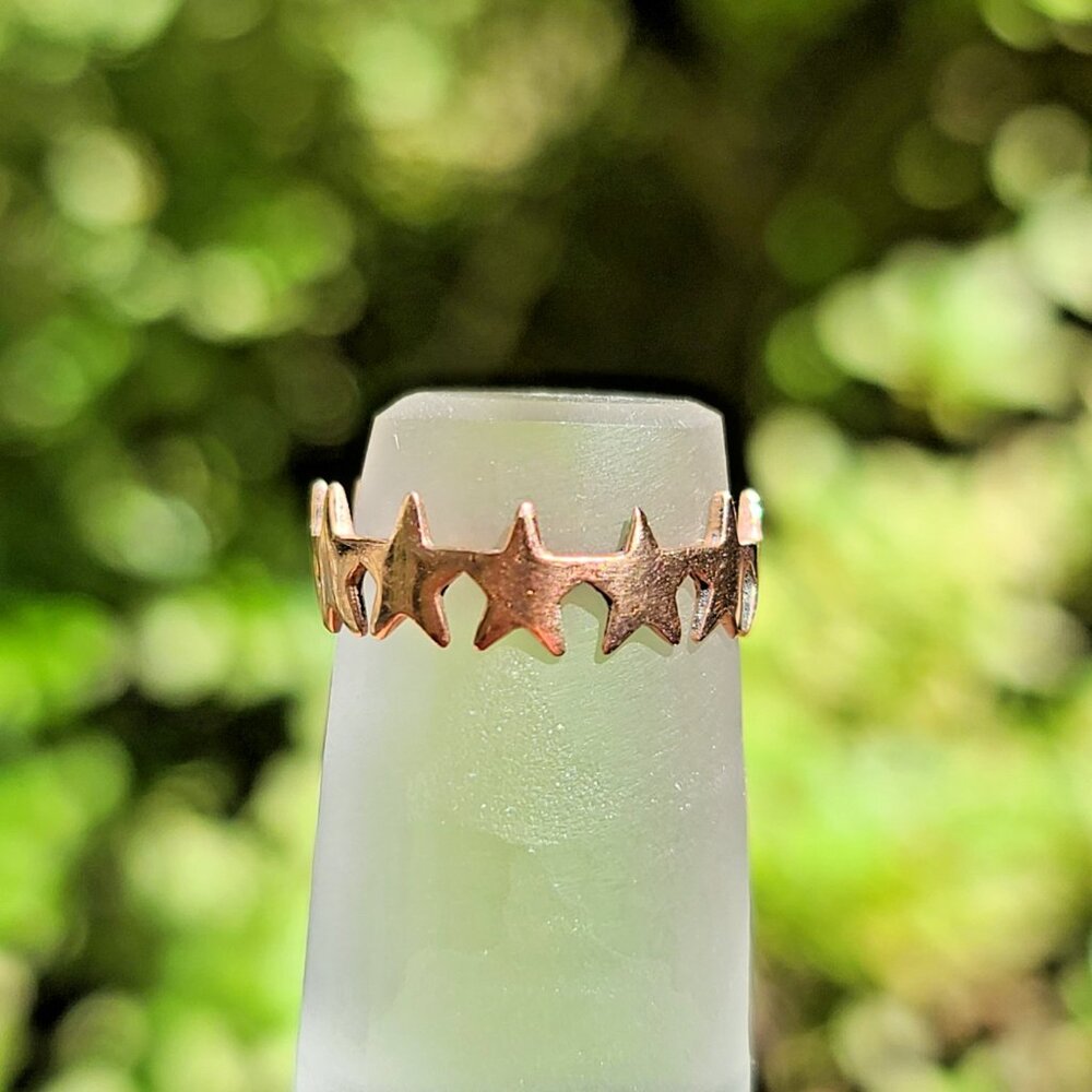 Pura Vida Cute Star Ring, Sterling Silver w/ Rose Gold Plate, Size 6 Dainty Band